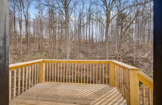 back deck, wood deck, trees