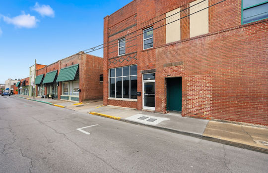 street view, commercial lease, brick building, two story, glass door, large windows, street parking