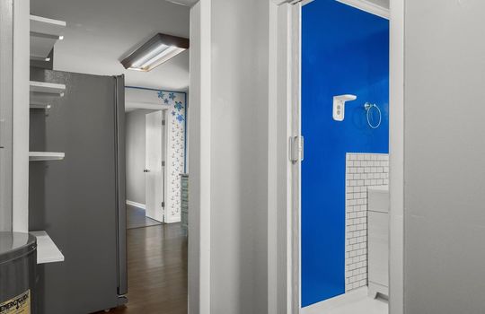 laundry view to kitchen and bathroom