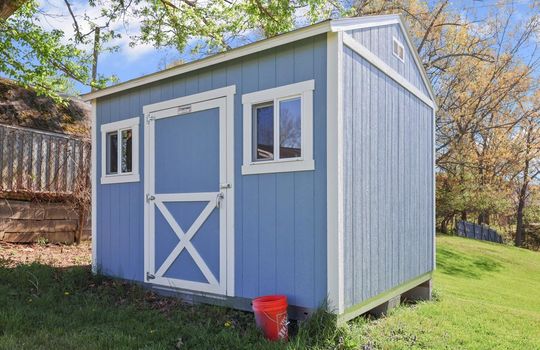 back yard, storage shed