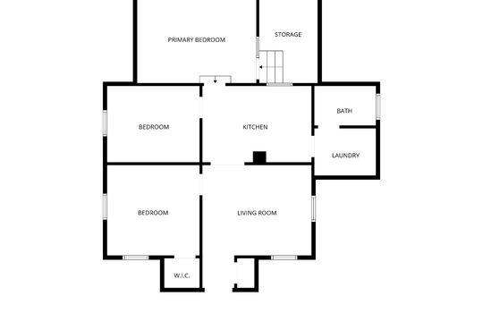 floorplan, primary bedroom, second bedroom, third bedroom, living room, kitchen, storage, laundry, bathroom