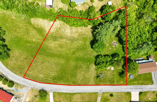 1.41 +/- acres, 3 parcels, For Sale, 341 ft road frontage, neighboring homes, aerial photo, mountains, approximate property outline