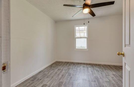 bedroom, window, ceiling fan, laminate flooring