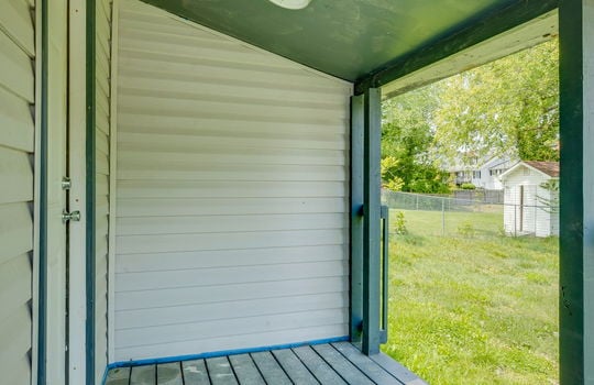 covered back porch, vinyl flooring