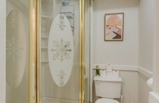 bathroom, tile flooring, toilet, shower