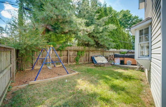 fenced back yard, landscaping