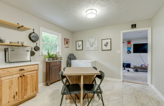 eat-in kitchen space, window, doorway