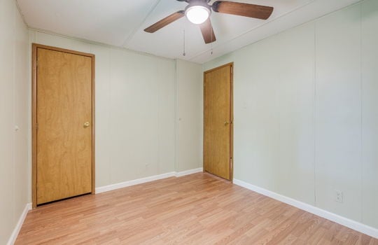 third bedroom, ceiling fan, closet, laminate flooring
