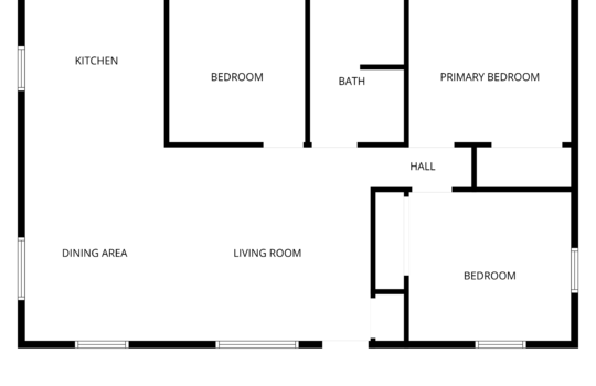 floorplan, bedrooms, bathroom, living room, dining area, kitchen