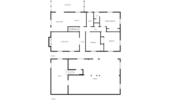 all floors floorplan, lower level with garage, main level with bedrooms