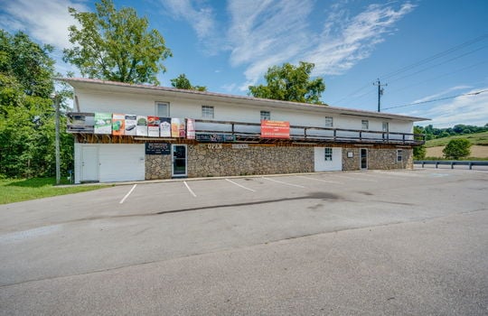 Commercial Space for Lease, Stone/Vinyl Siding Exterior, Glass Door, road, parking lot, parking spaces