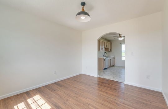 dining area, view into kitchen, luxury vinyl flooring,