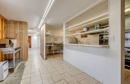 kitchen prep area, order counter, tile flooring