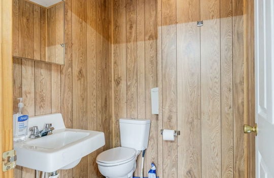 bathroom, toilet, sink, paneling walls
