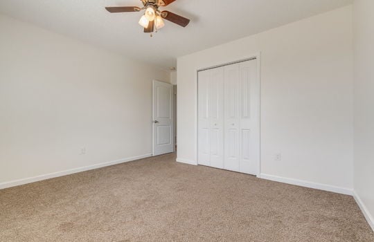 bedroom, closet, carpet, ceiling fan