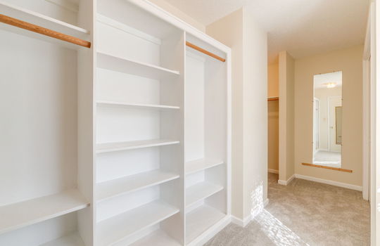 primary bedroom, walk-in closet, built-in closet storage