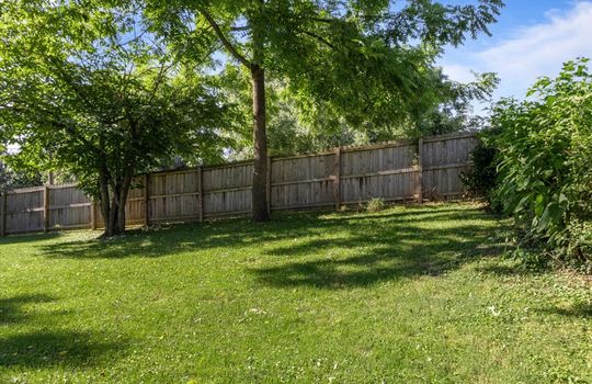 back yard, trees, landscaping, fencing