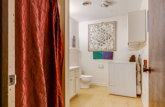 lower level bathroom, shower, sink, toilet, washer/dryer hookups