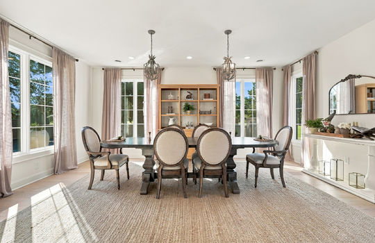dining area, windows, hardwood flooring, chandeliers