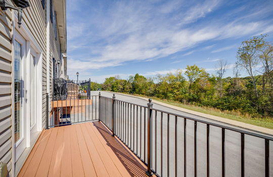 balcony, private balcony, vinyl siding, trees