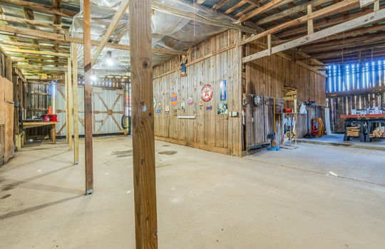 barn interior, wood walls