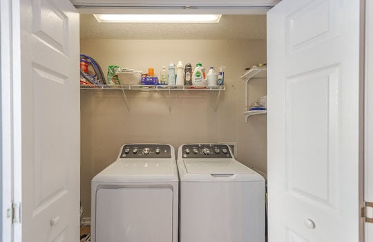 laundry space, washer/dryer hookups, shelving
