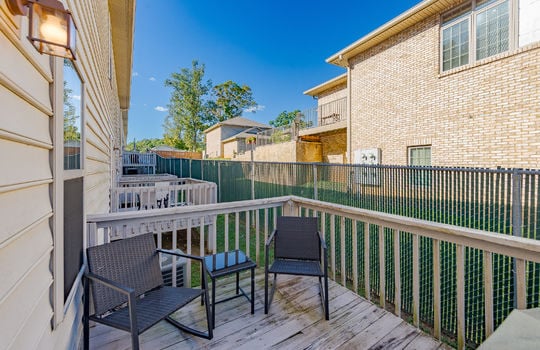 back deck, neighboring townhomes back decks, neighboring townhomes