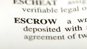 escrow printed text on a paper