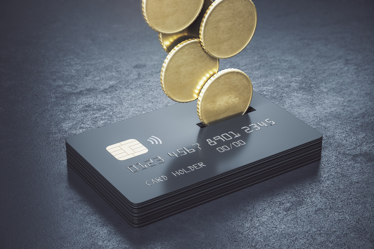 Coins floating out of a credit card