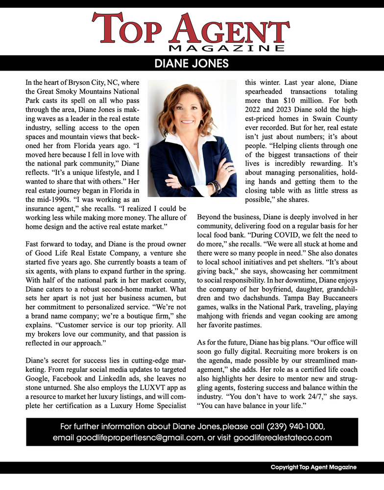 Diane Jones Top Agent Magazine