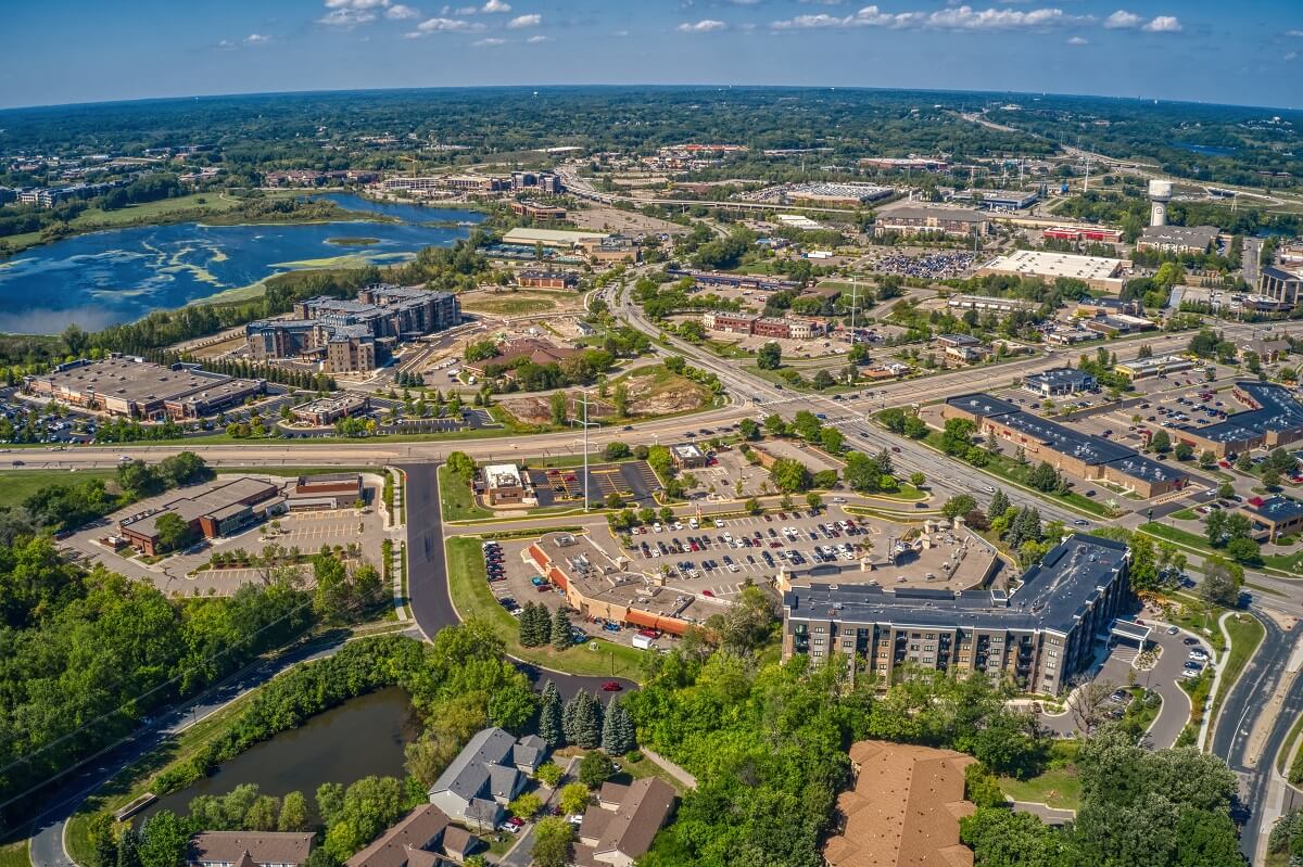 Aerial View of the Shopping District of Eden Prairie