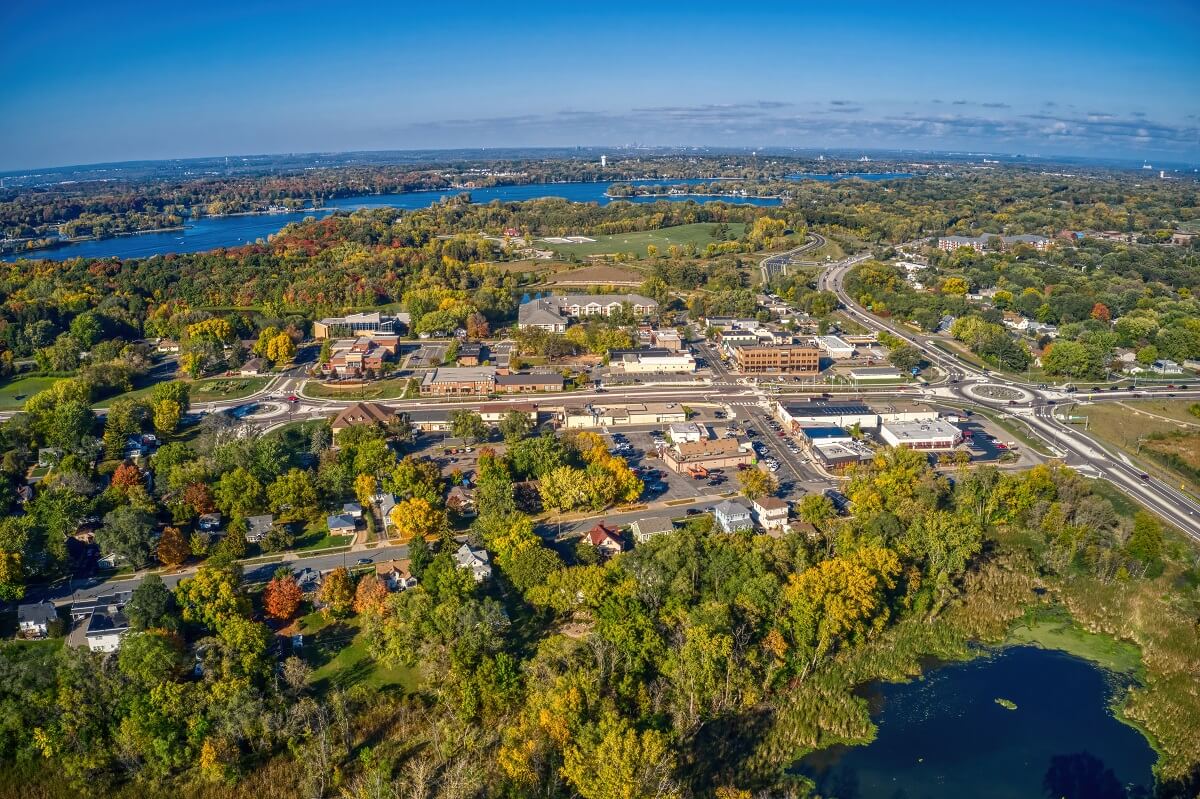 Aerial View of the Twin Cities Suburb of Prior Lake