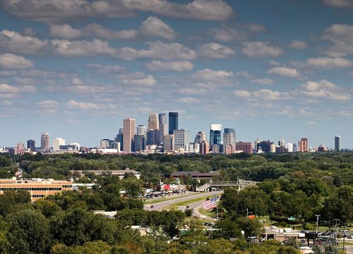 Minneapolis Skyline over Golden Valley from Plymouth