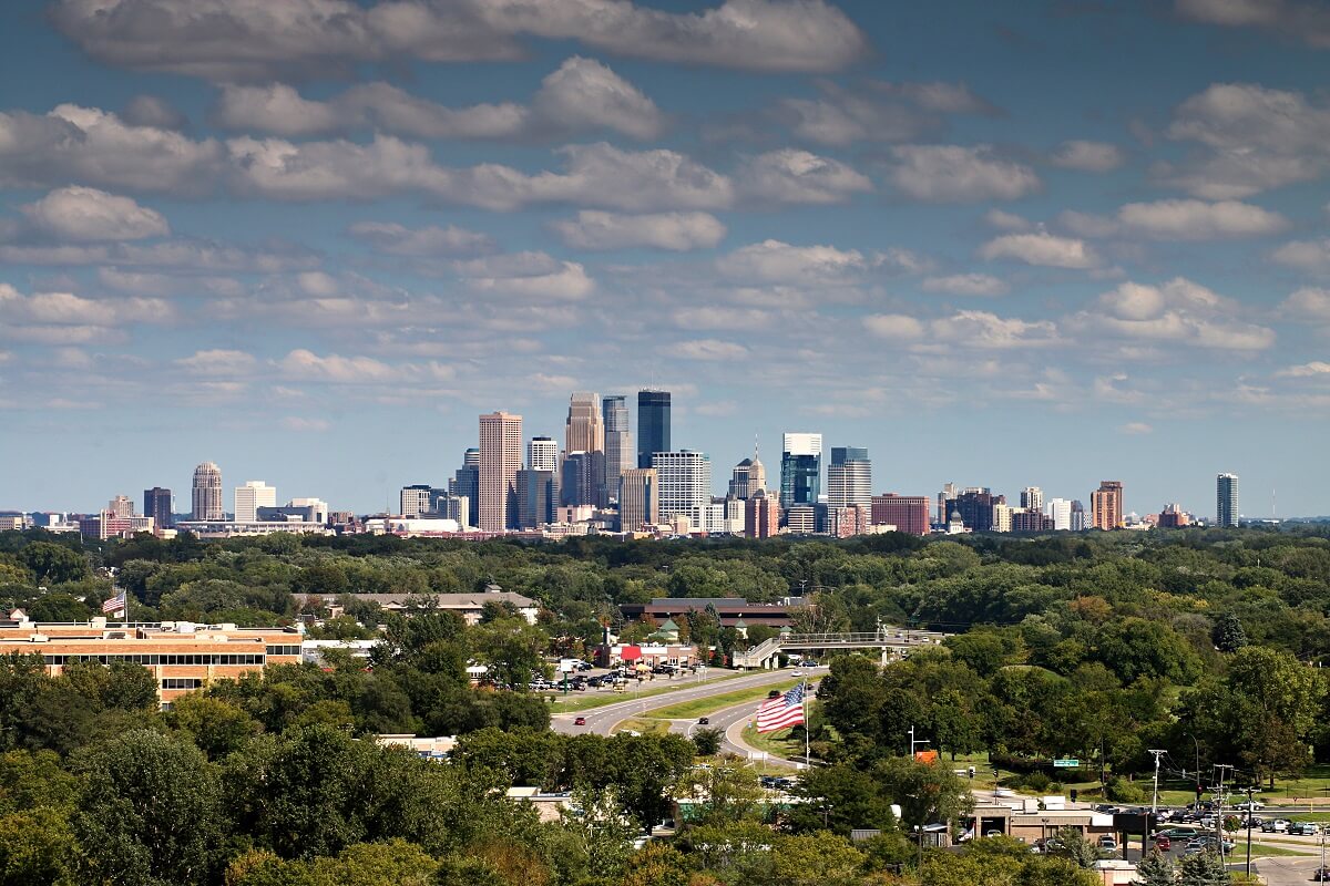 Minneapolis Skyline over Golden Valley from Plymouth