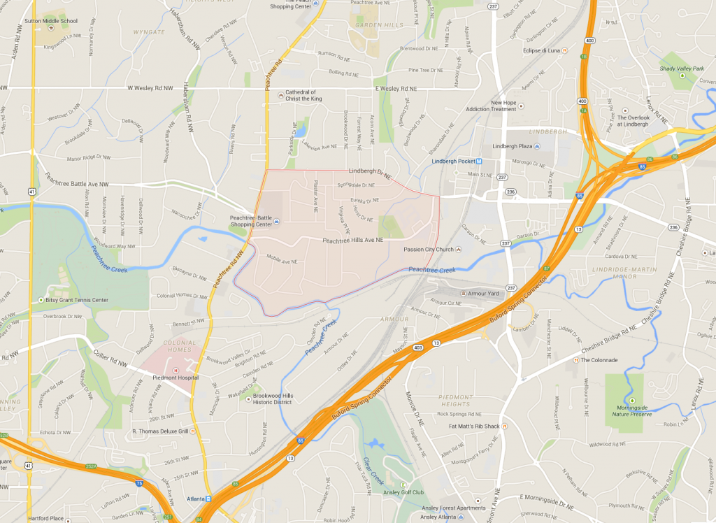Peachtree Hills Boundary. Click to enlarge map.