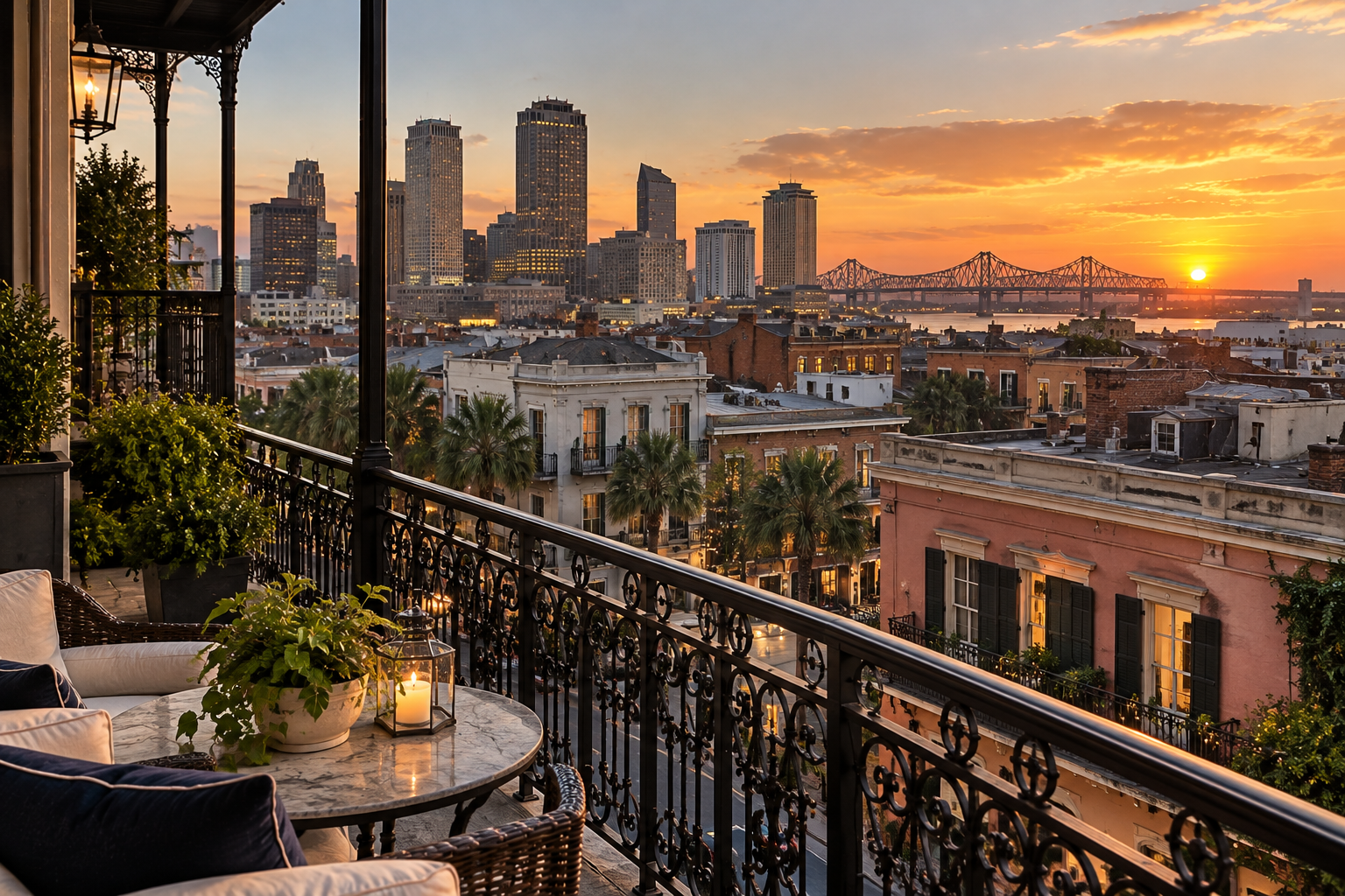 Golden Hour New Orleans Balcony View