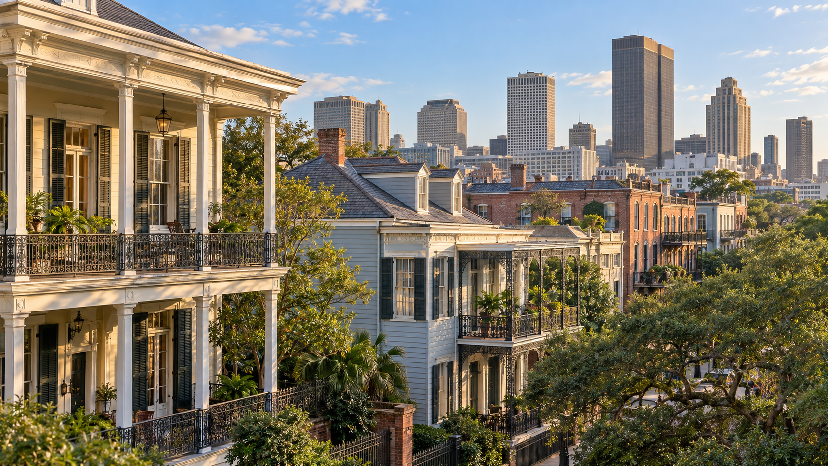 Historic Homes, New Orleans Skyline
