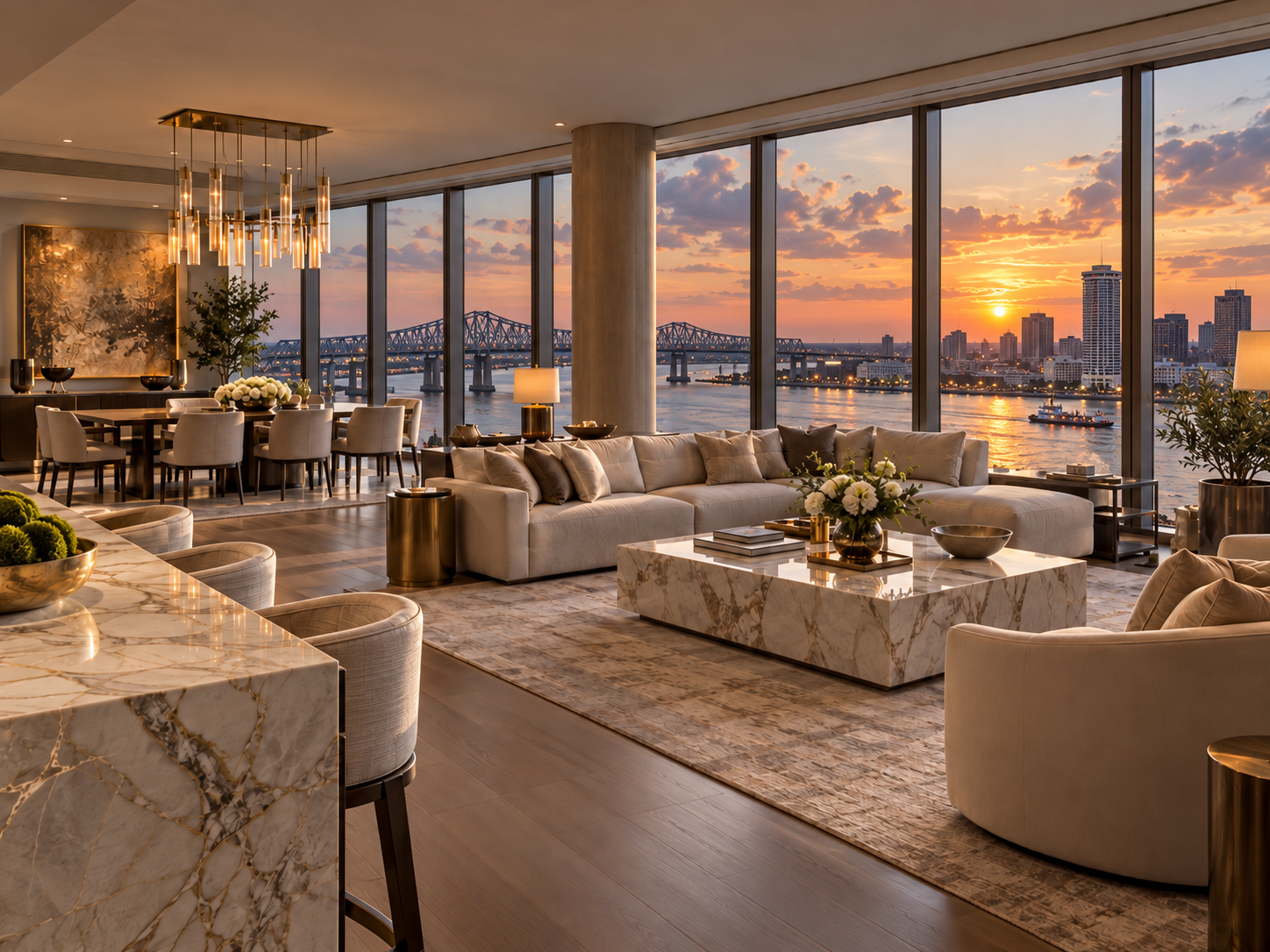 Sunset Penthouse Overlooking the River