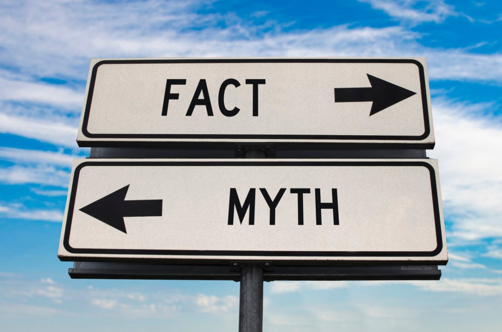 Fact versus myth road sign