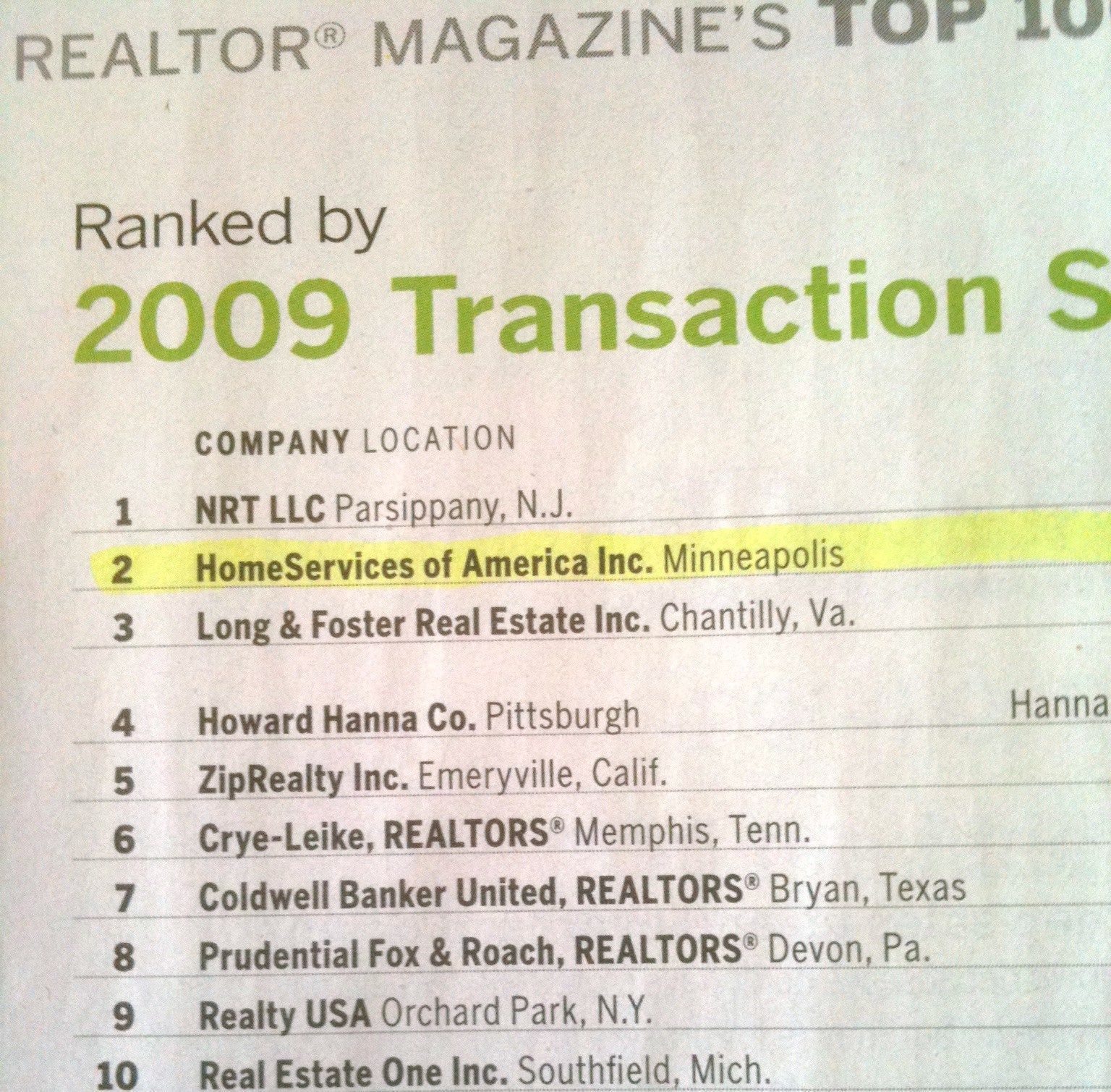 Top Transaction Sides REALTOR Magazine 2009
