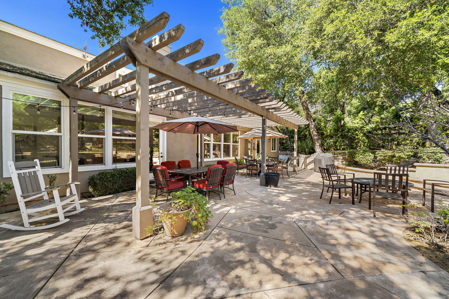 Covered patio of an Orange County estate home