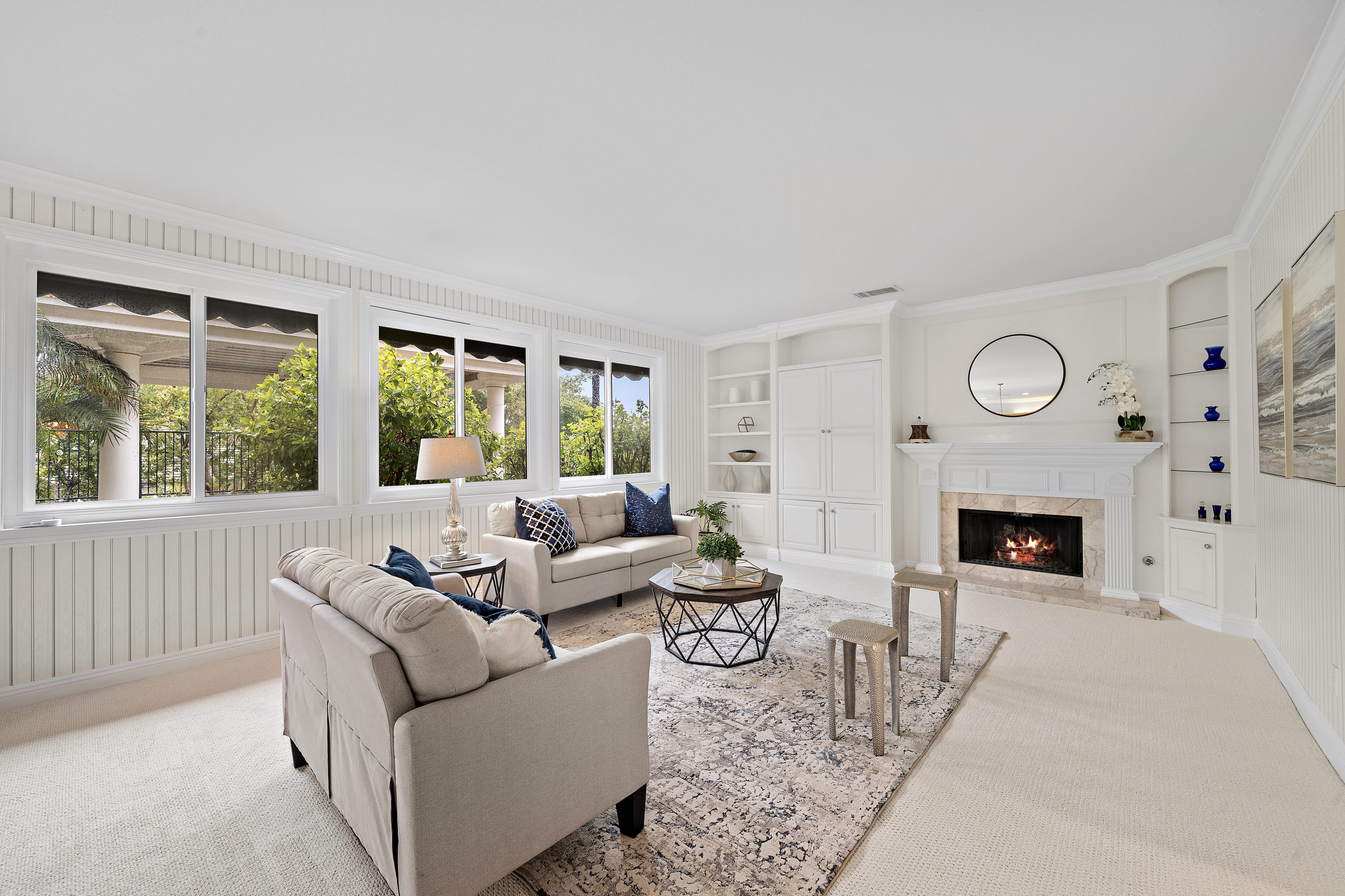 Family room after pre-market preparation at 17792 Neff Ranch, Yorba Linda CA. Sold for $1.875M