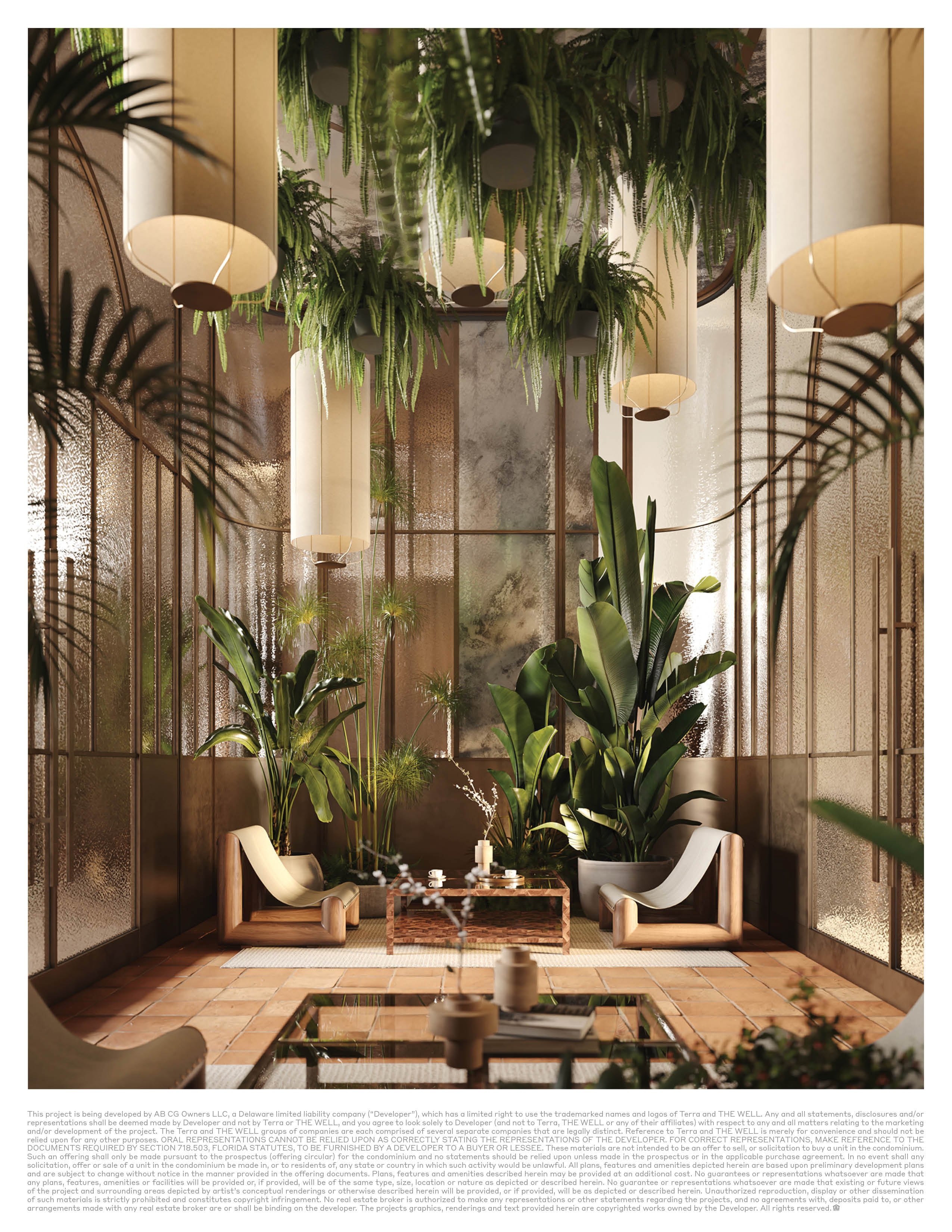 The Well conservatory lounge, a calm wellness-focused indoor space