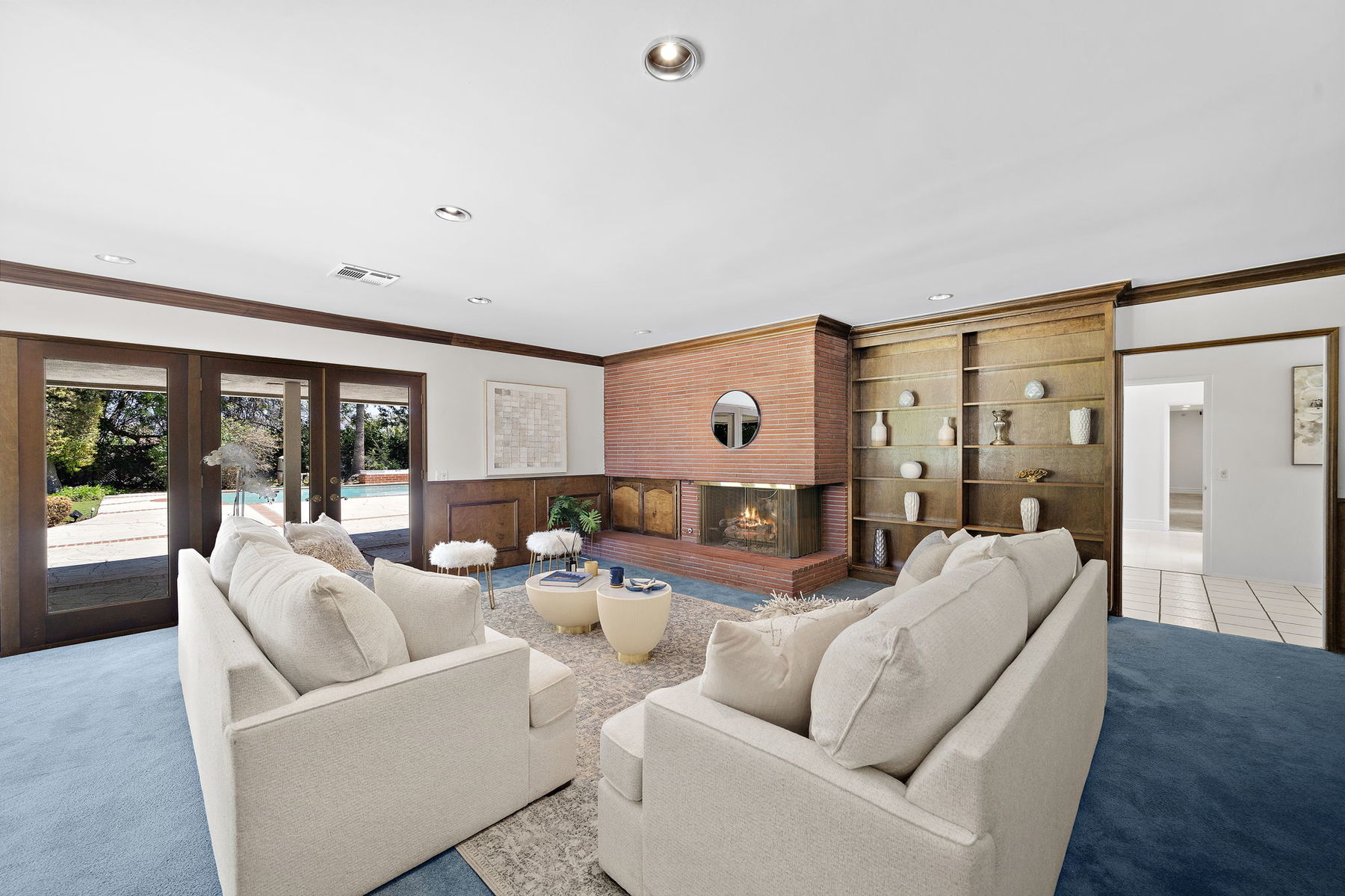 The same family room at 1001 Eadington Drive, Brea, after pre market preparation.