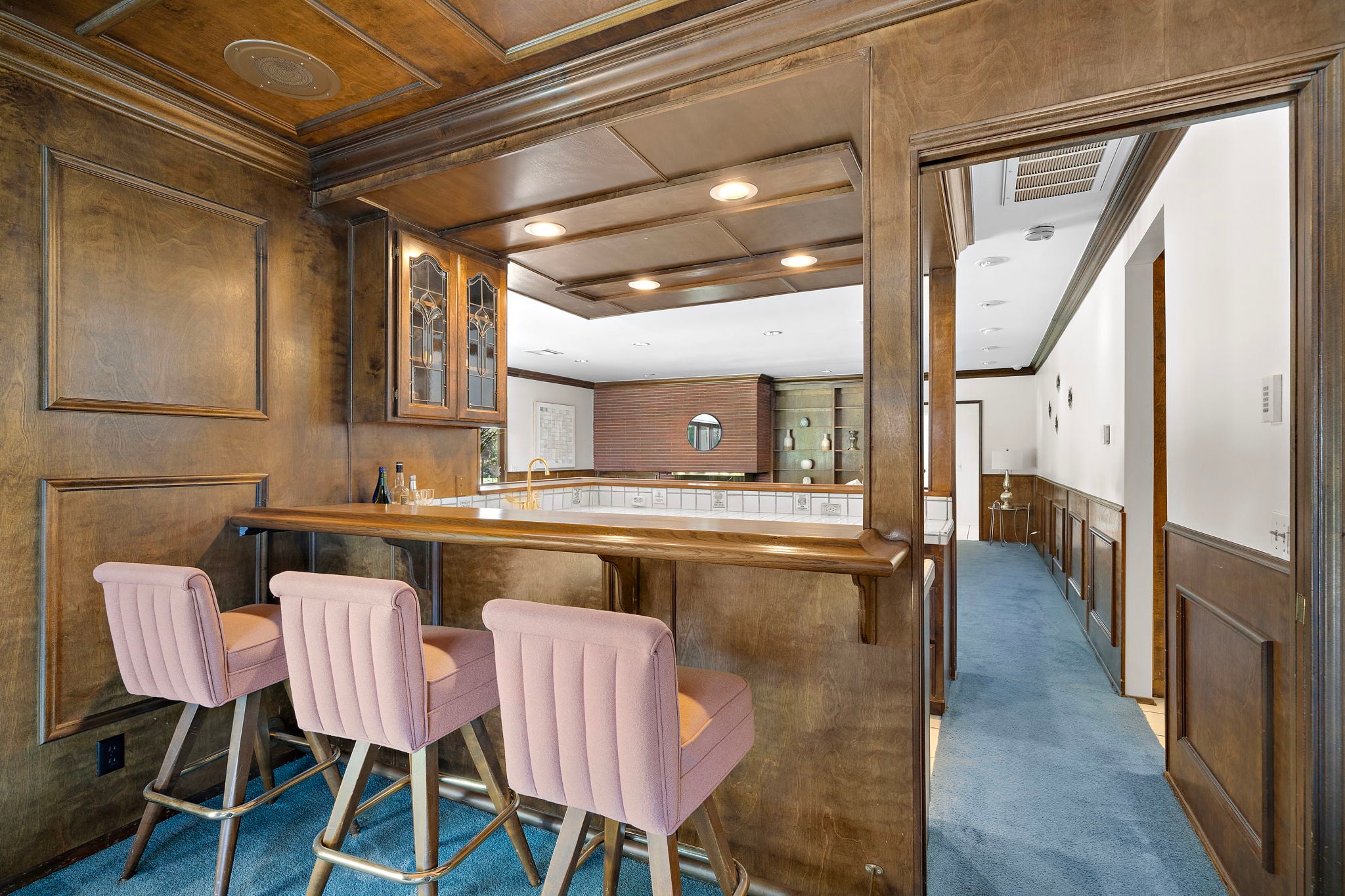 Original wood panelled bar before pre-market preparation at 1001 Eadington Dr, Brea CA