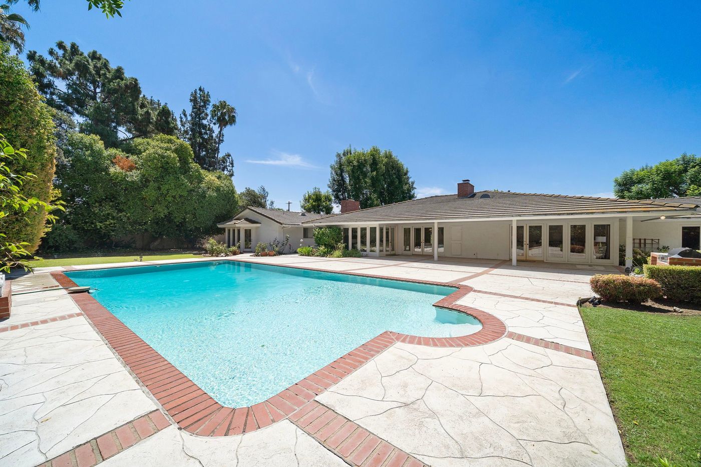 Pool and terrace of a Brea estate sold by Aragone & Associates