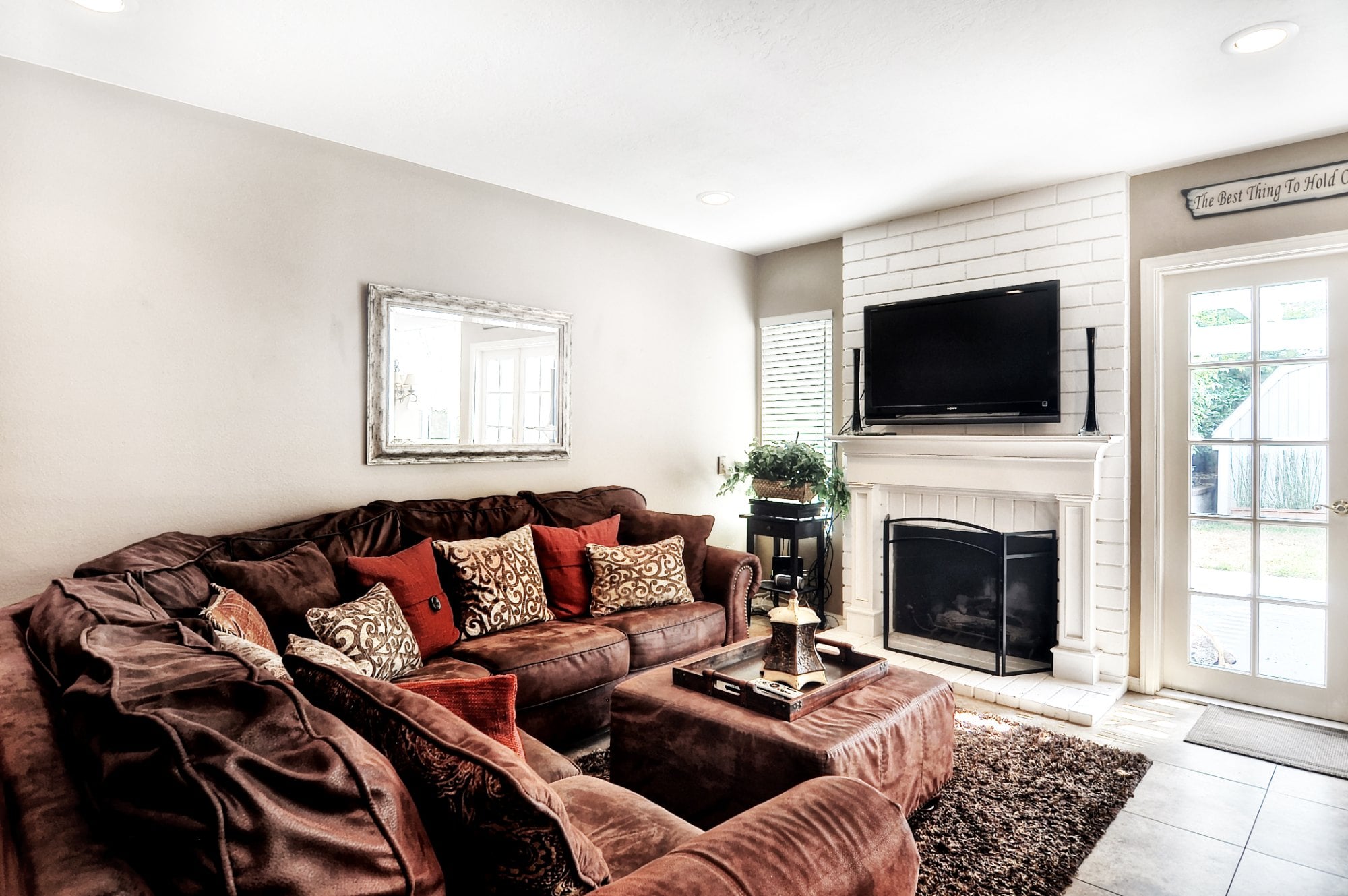 Living room after pre-market preparation and professional staging at 2124 Clear Springs, Brea CA