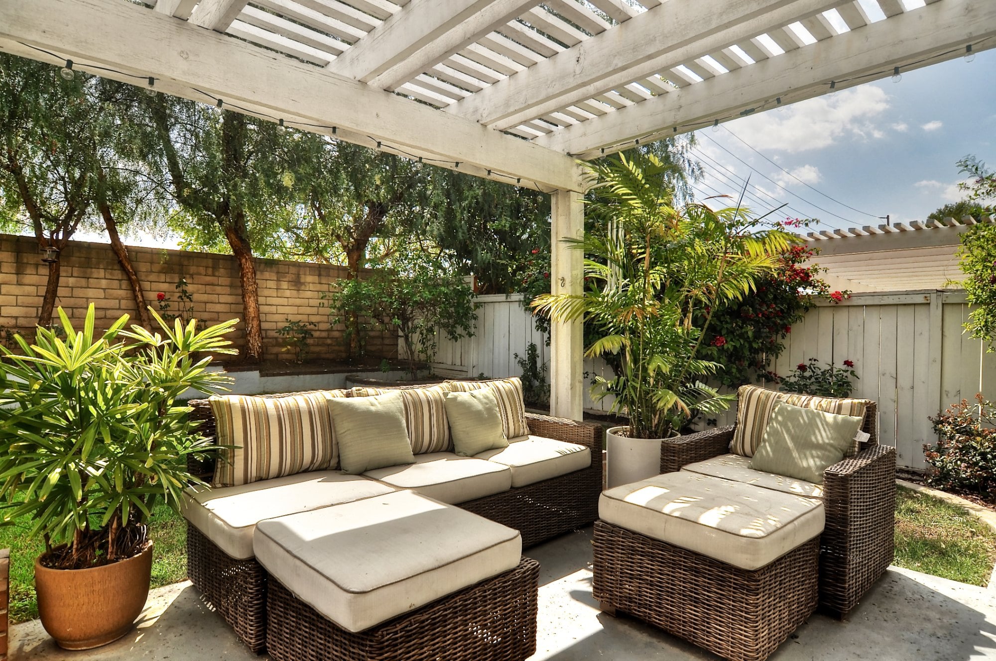 Backyard patio after pre-market preparation and outdoor staging at 2124 Clear Springs, Brea CA