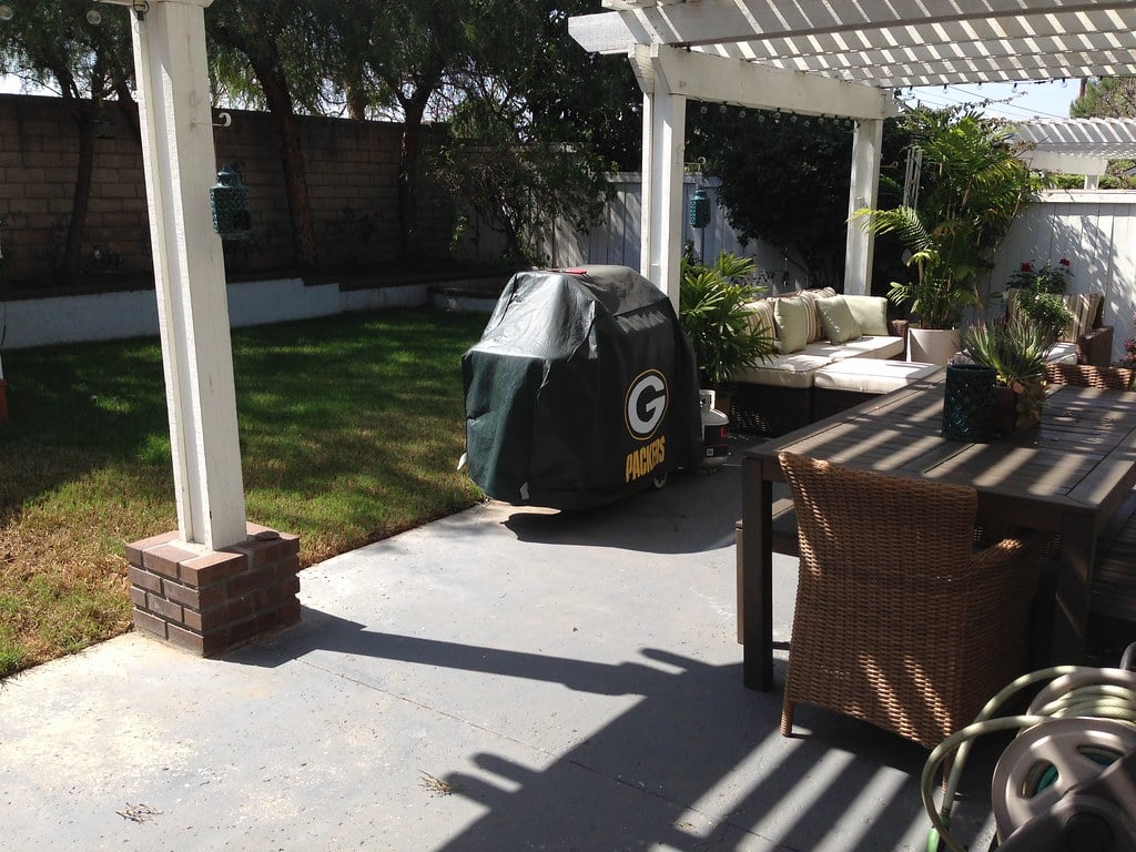 Backyard patio before pre-market preparation at 2124 Clear Springs, Brea CA