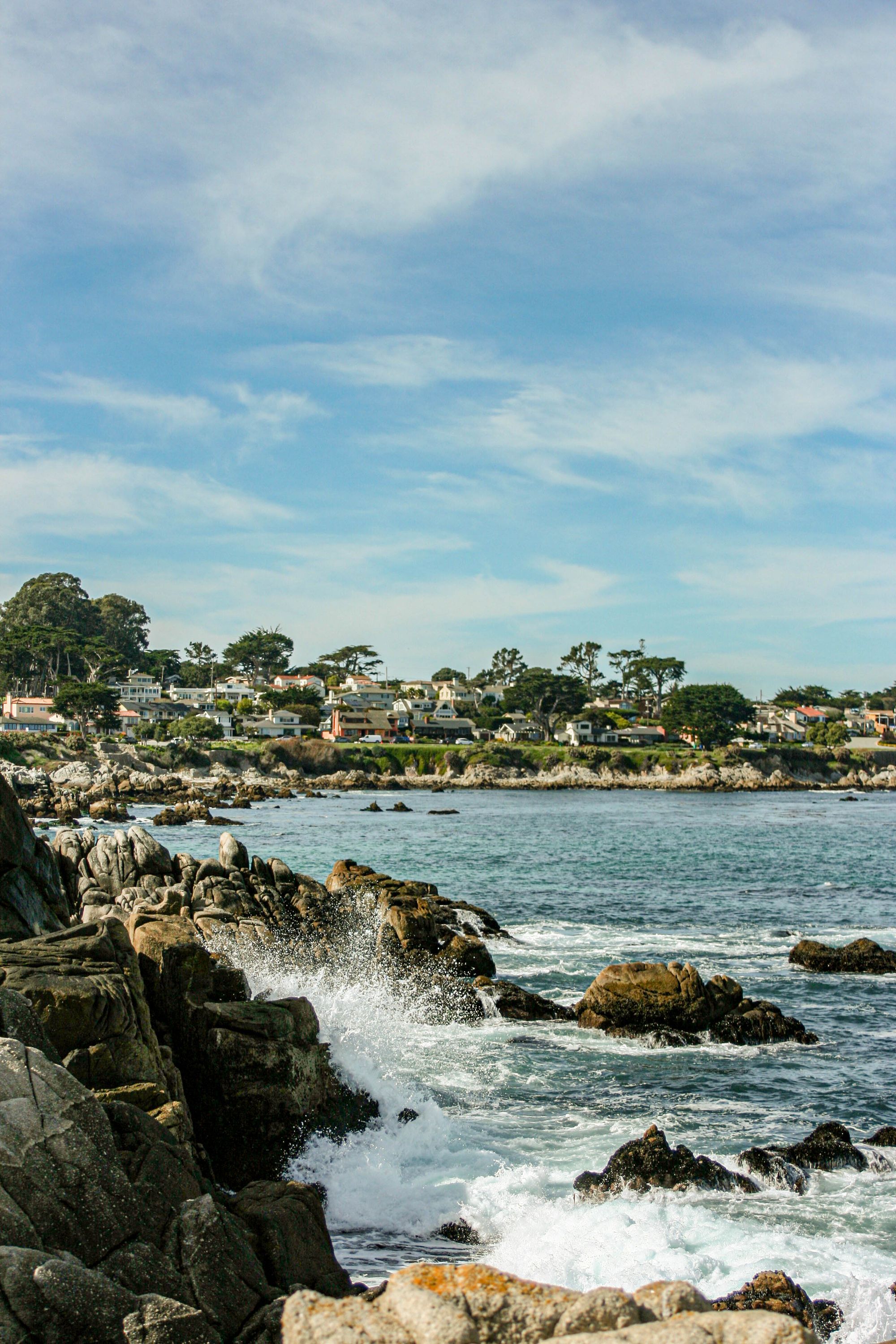 Homes along a rocky California cove